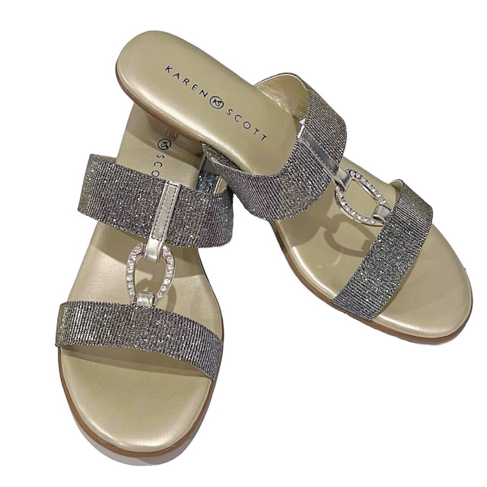 Karen Scott Eanna Metallic Gold Kitten Heels Size 9.5 W Brand New In Box